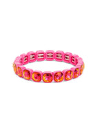 Pink square crystal stretch bracelet with orange faceted stones