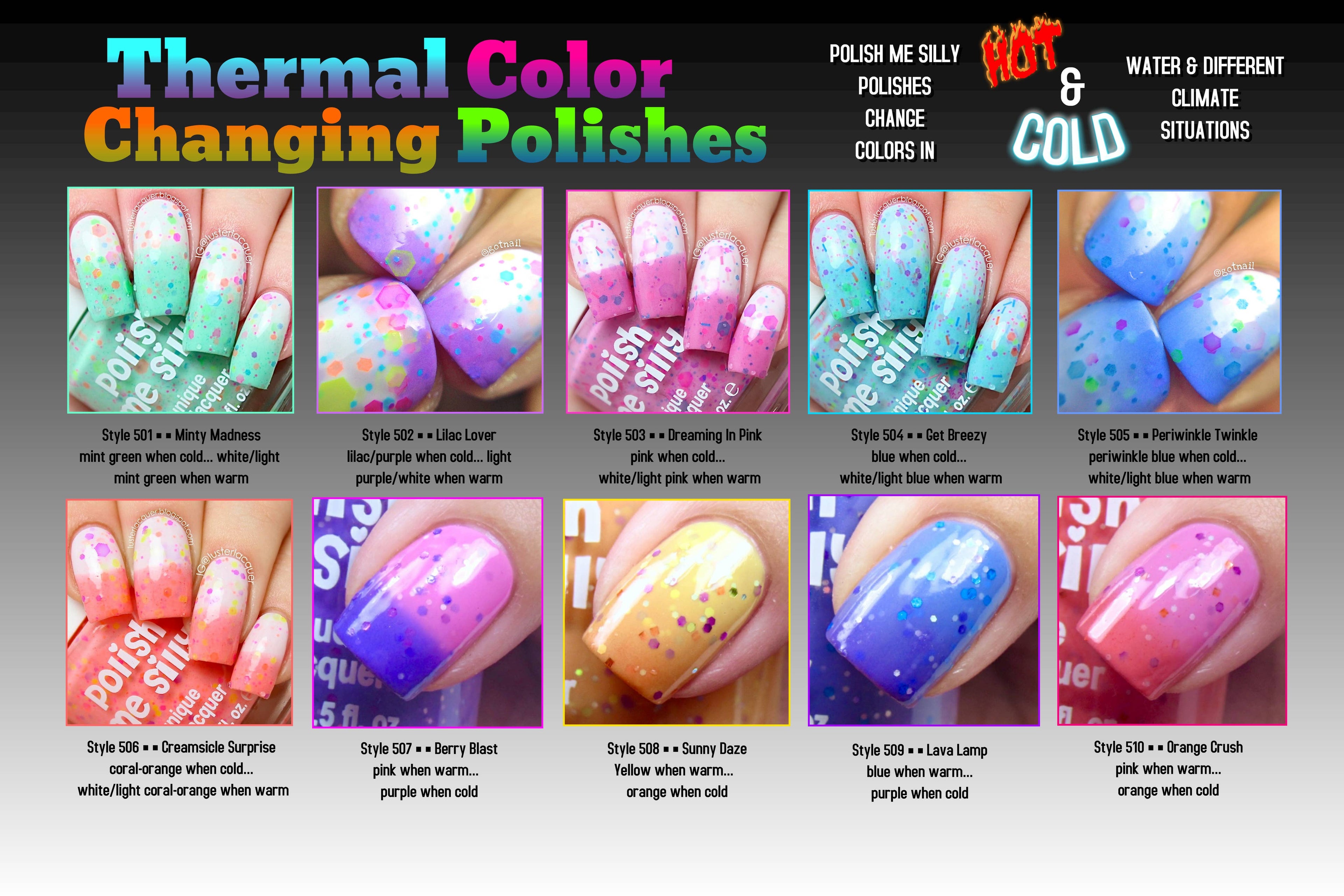 Lilac Lover Thermal Color Changing Nail Polish - Lilac to White with Polka Dot Glitters