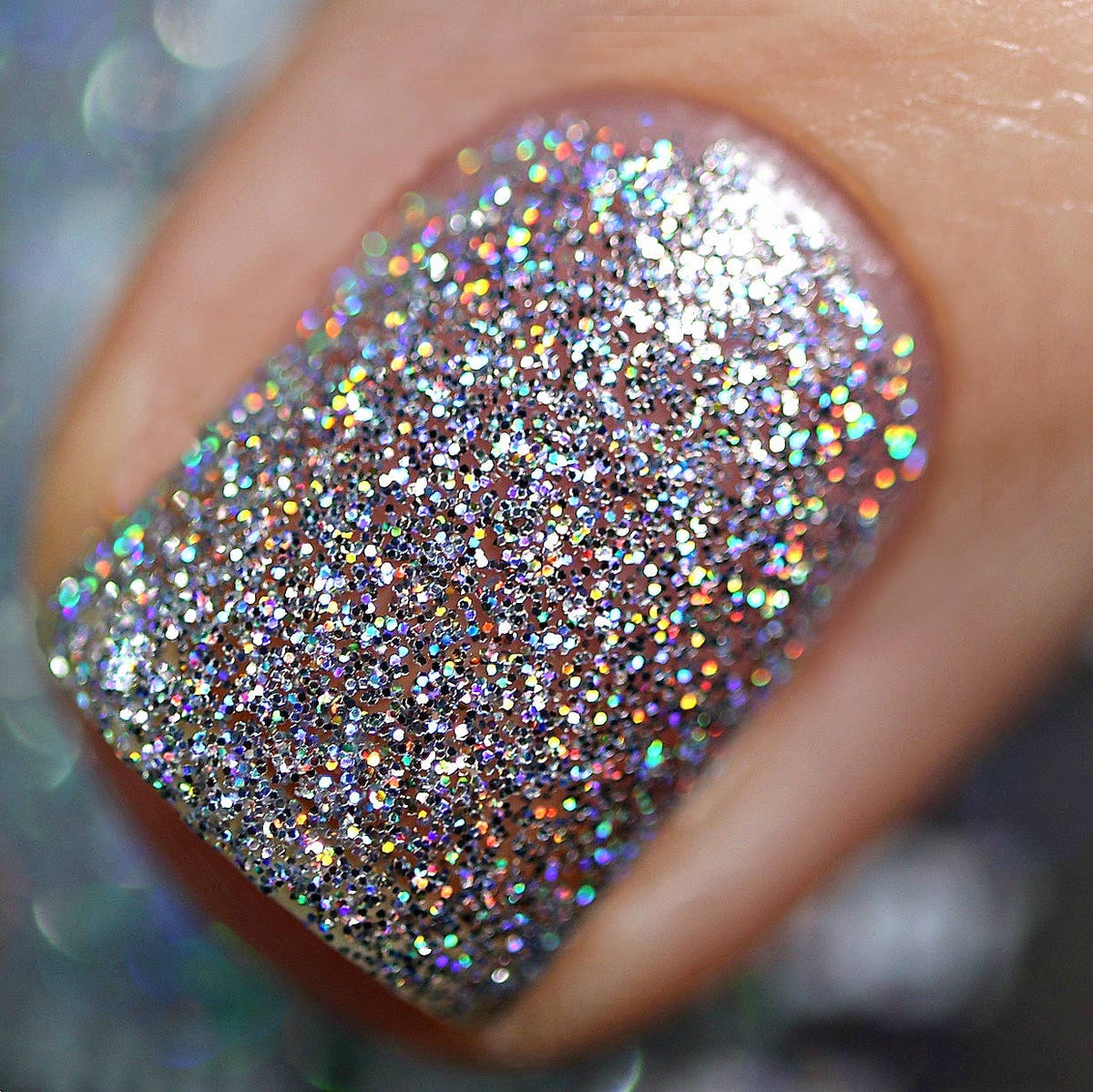 Disco Ball Silver Holographic Glitter Nail Polish - Rainbow Sparkle Collection