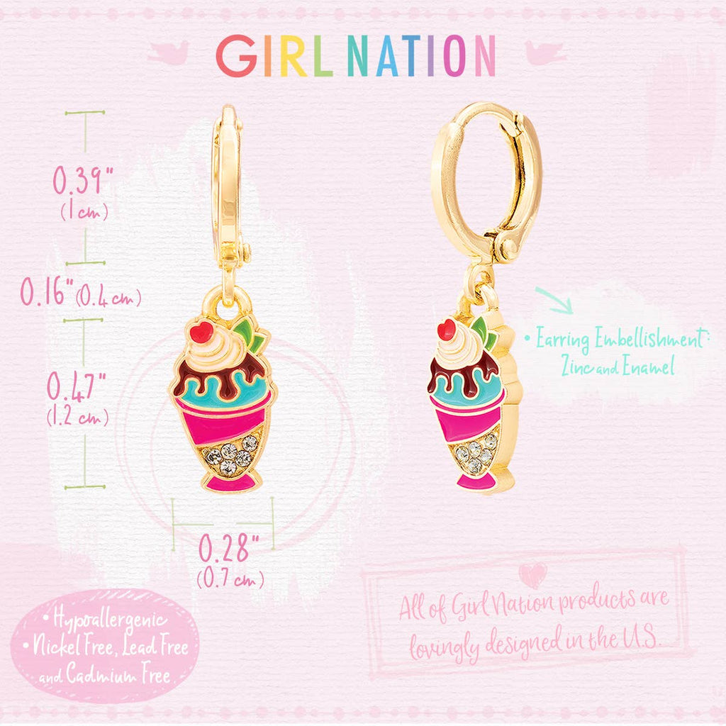 Sundae Sparkles Huggie Hoop Dangle Earrings for Kids