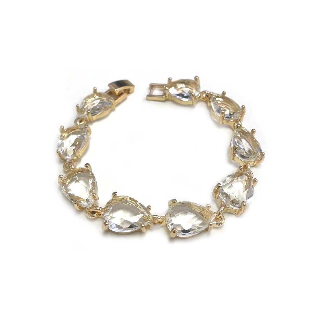 Solid Color Glass Crystal Teardrop Linked Chain Bracelet