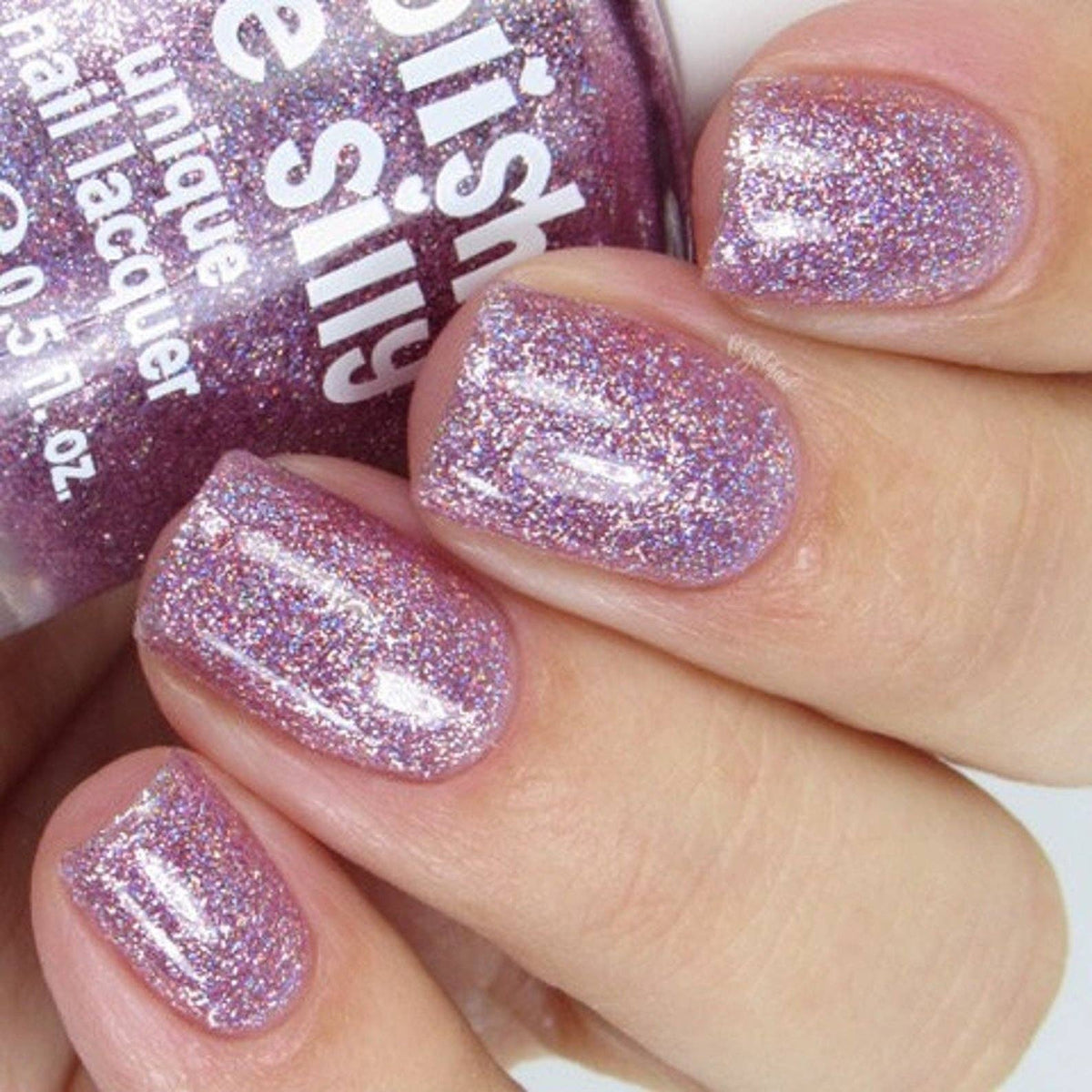 Show Off Rainbow Sparkle Nail Polish - Pink Holographic Glitter Topper