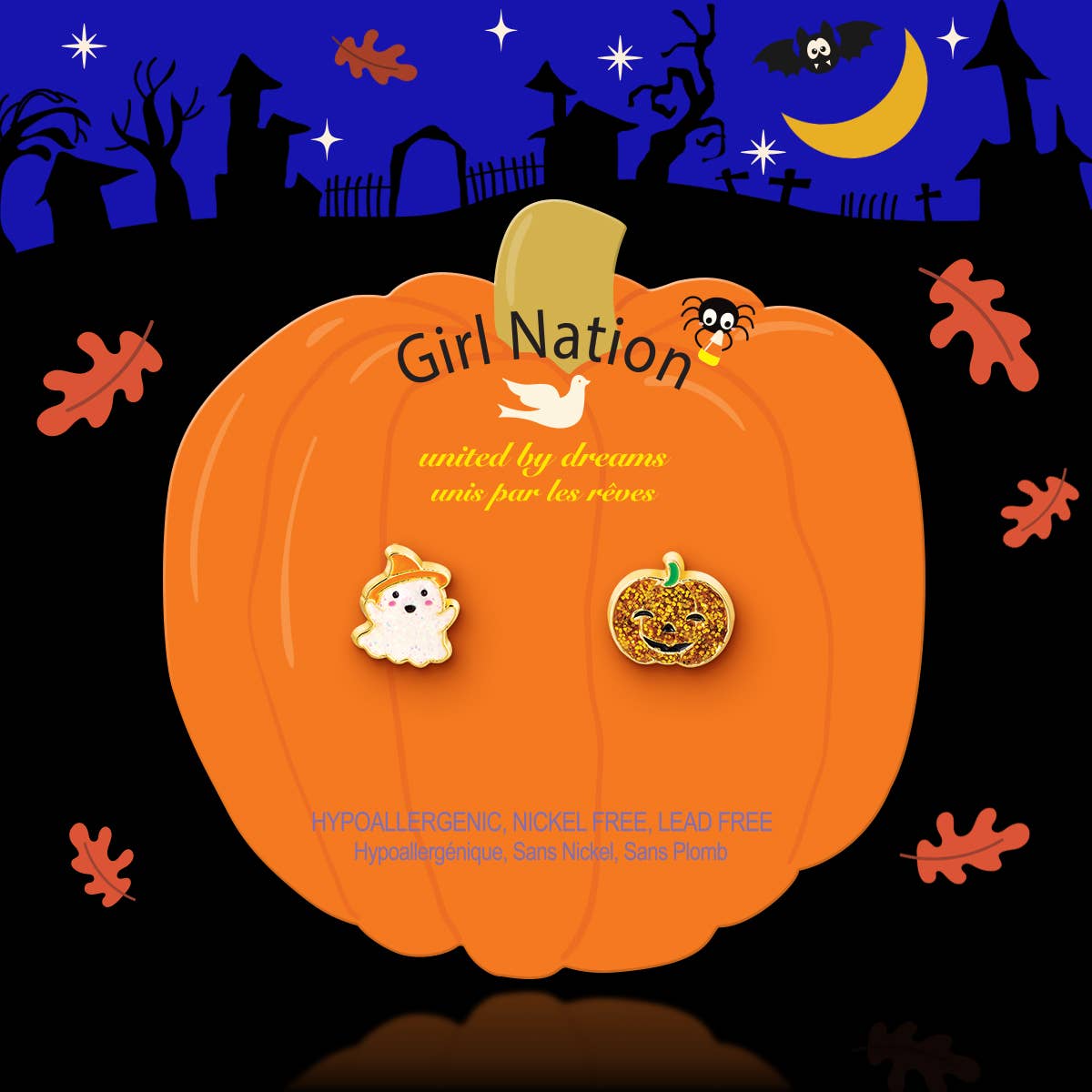 Ghost & Gourd Halloween Perfect Pair Earrings for Kids