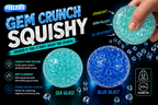 Gem crunch squishy sensory stress balls, blue and sea-glass, clear bubble texture