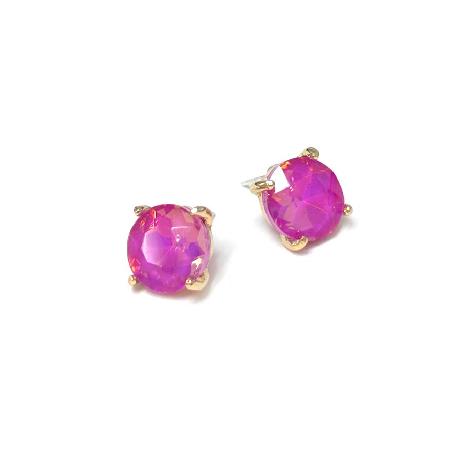 Sterling Silver S925 Post 12mm Round Glass Stud Earrings