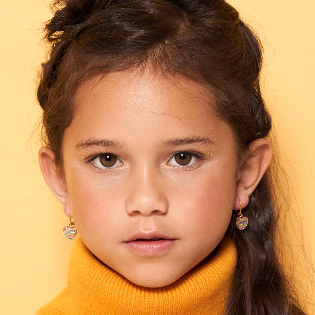 Crystal Rainbow Heart Leverback Dangle Earrings for Kids