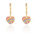 Crystal Rainbow Heart Leverback Dangle Earrings for Kids
