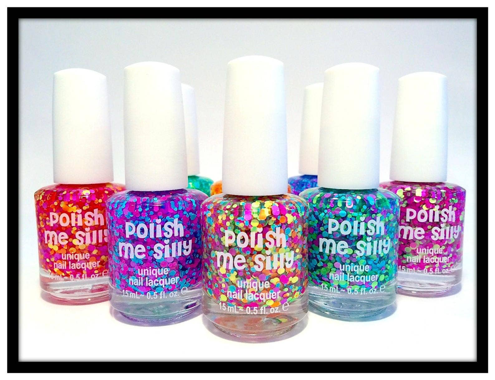 Pucker Up Neon Polka Dot Nail Polish - UV Blacklight Glitter