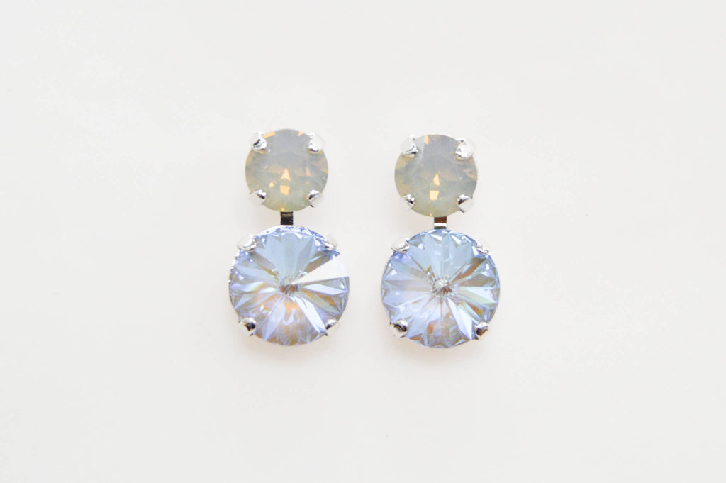 Moonstone Stacked Swarovski Crystal Earrings