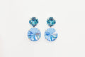 Teal Tides Aquamarine Teal Swarovski Crystal Stacked Earrings