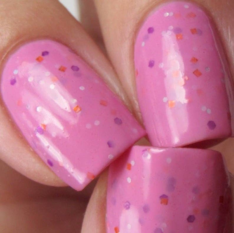 Orange Crush Thermal Color Changing Nail Polish - Pink to Peach Orange with Polka Dots