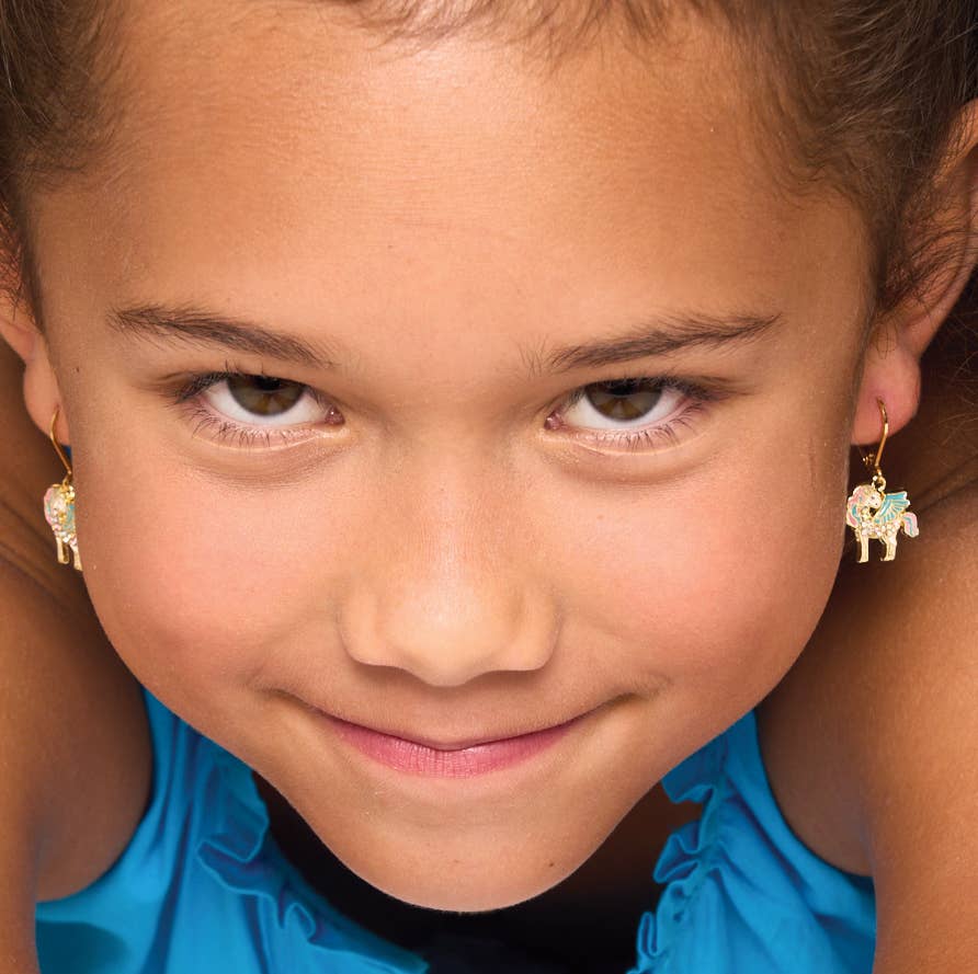 Unicorn Magic Crystal Leverback Dangle Earrings for Kids