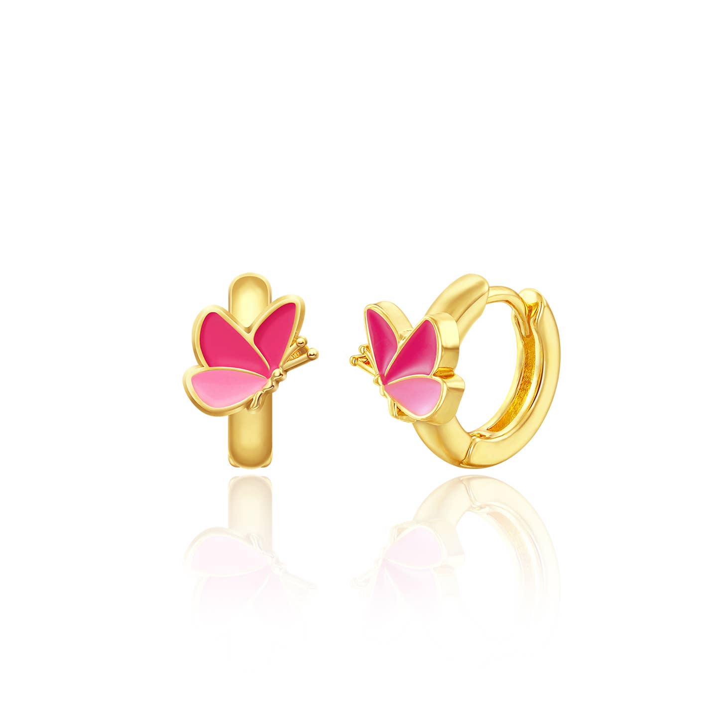 Butterfly 18K Gold Plated Huggie Earrings for Kids