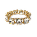 Clear heart crystal bead stretch bracelet with gold-tone prong settings