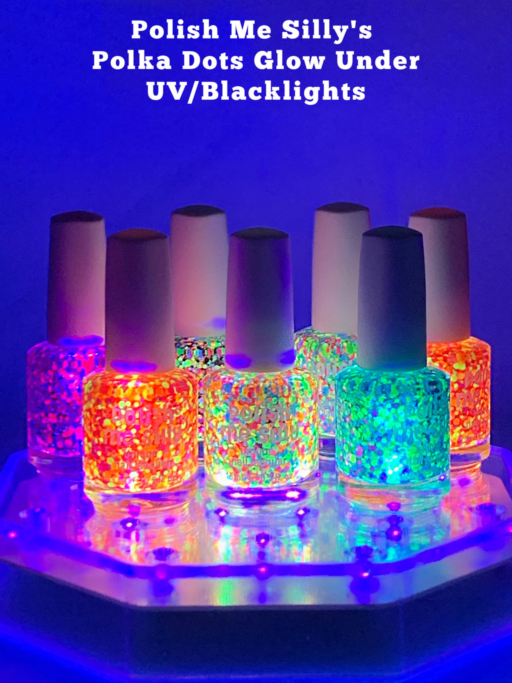 Trouble Maker Neon Polka Dot Nail Polish - UV Blacklight Glitter