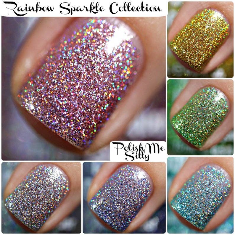 Disco Ball Silver Holographic Glitter Nail Polish - Rainbow Sparkle Collection