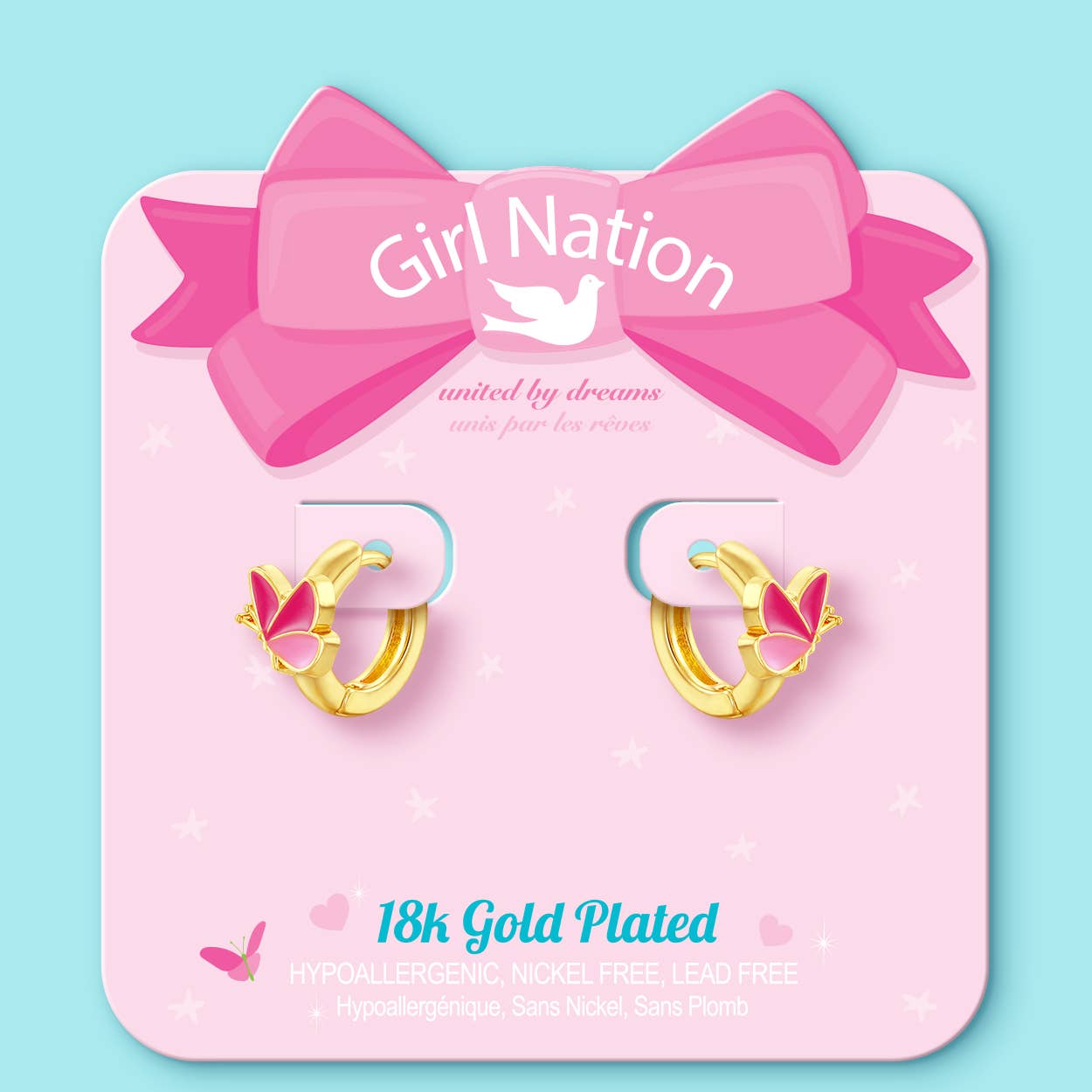 Butterfly 18K Gold Plated Huggie Earrings for Kids