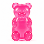 Pink gummy bear slow rebound squishy fidget toy with bow-tie details