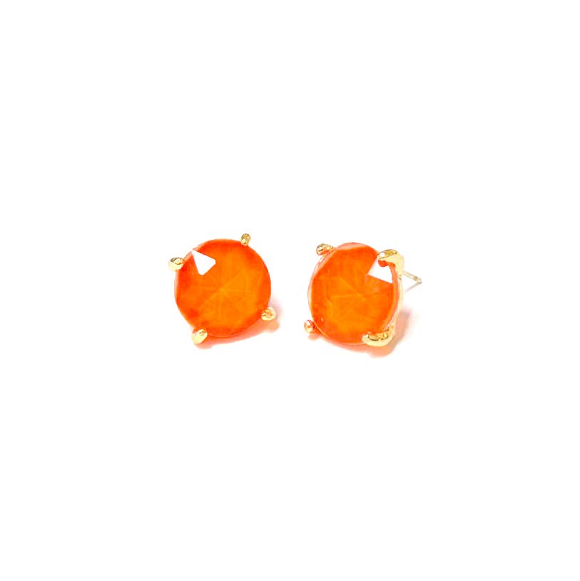 Sterling Silver S925 Post 12mm Round Glass Stud Earrings