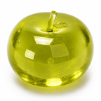 Golden green squishy apple sensory fidget toy with stem and glossy surface