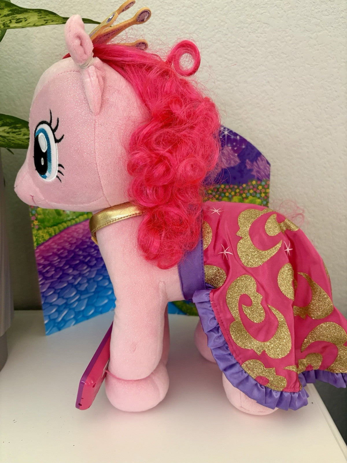 Build A Bear My Little Pony 16” Pinkie Pie Plush W Sparkles, Cape, Crown, Phone