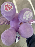 Purple plush pony feet with 'B.A.B.' and 'my little pony' logos