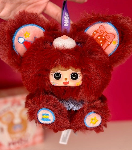 Migo Garden Cake House Peach Colored Fluff Christmas Bear Plush Blind Box