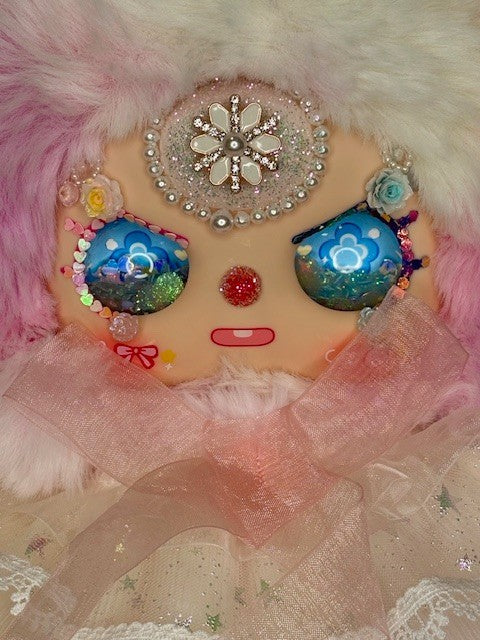 Baby Three Sun Blossom 400% Peach Blossom Sonata Custom Face Pink Bunny Plush