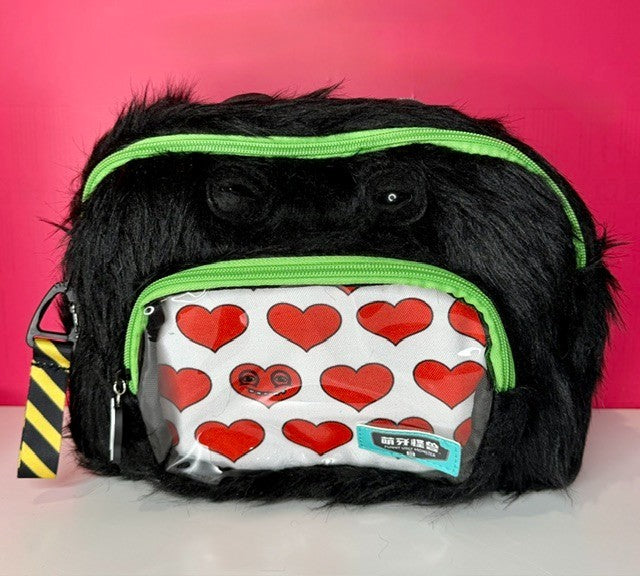 Fuggler Cute Tooth Monster Square Crossbody Bag Plush Ita Window Black New