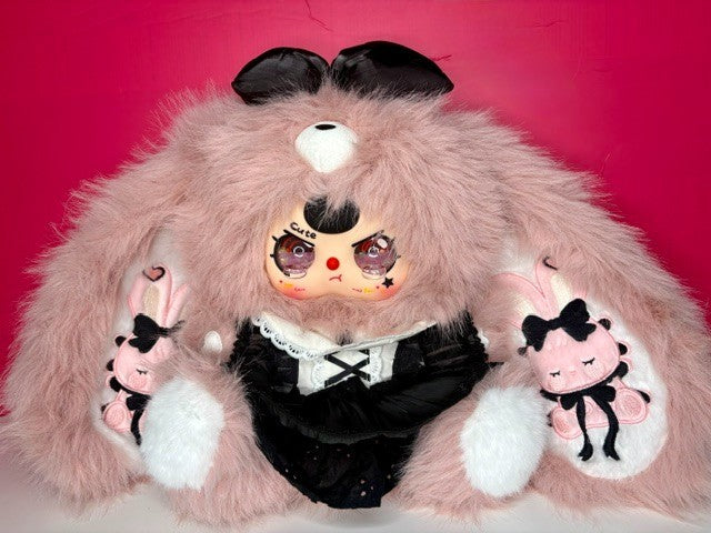 Baby Three BB3 Lily Rabbit Town V5 400% Pink & Black Bunny Plush New