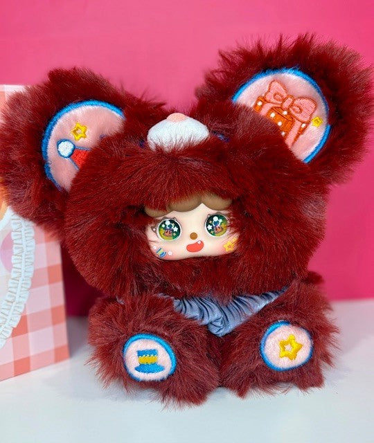 Migo Garden Cake House Peach Colored Fluff Christmas Bear Plush Blind Box