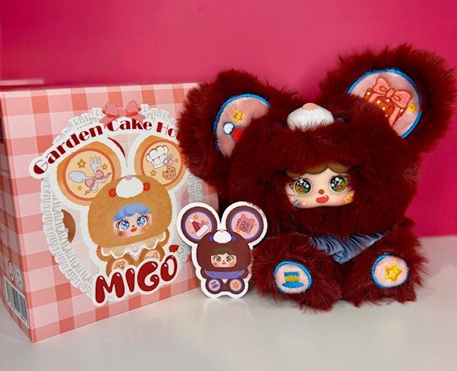 Migo Garden Cake House Peach Colored Fluff Christmas Bear Plush Blind Box