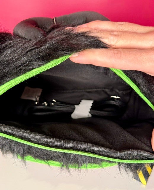 Fuggler Cute Tooth Monster Square Crossbody Bag Plush Ita Window Black New