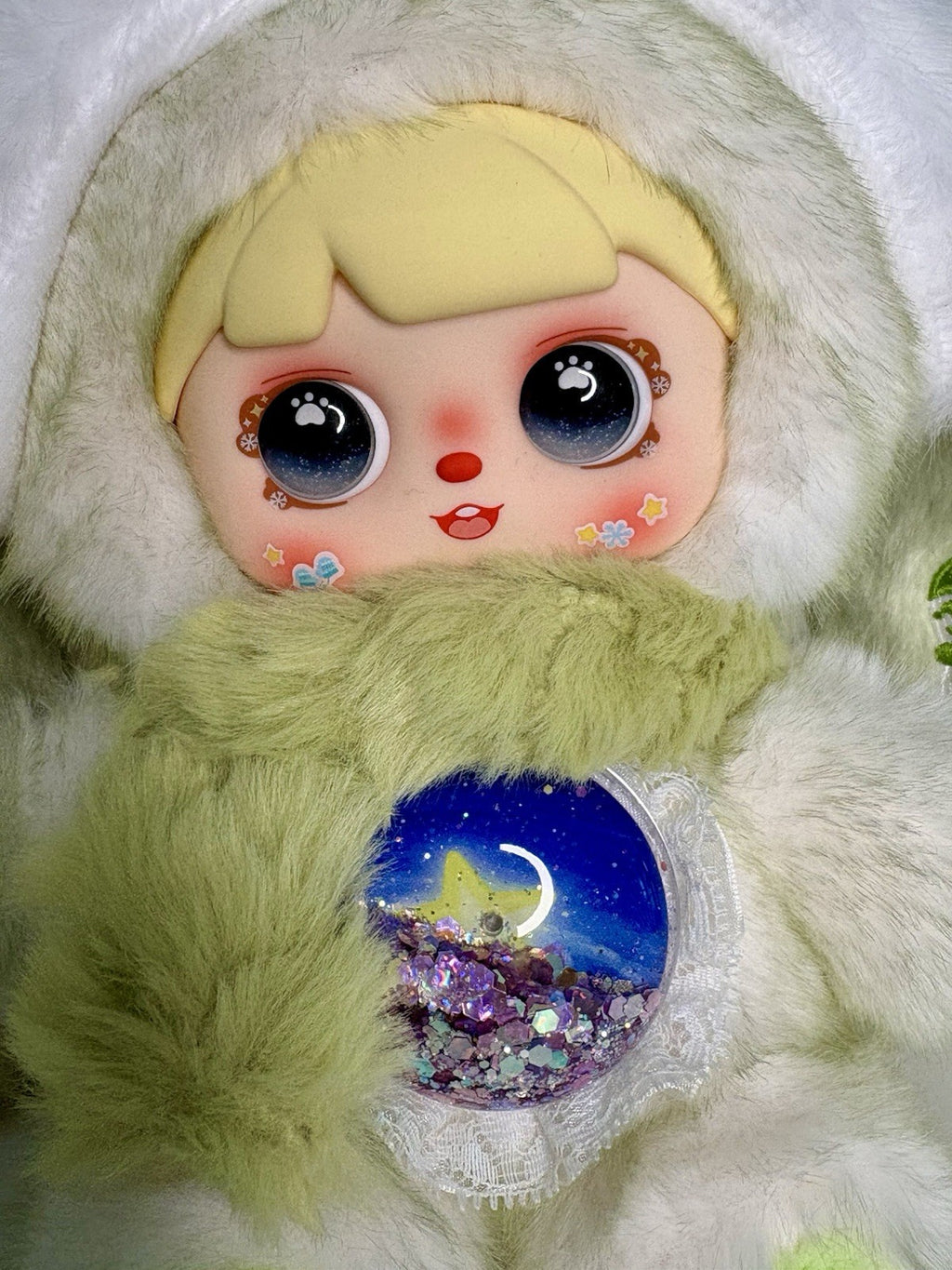 Mocici Sugar Heart Rabbit Warm Whisper Plush - Green Bunny w Glitter Belly