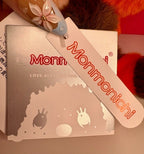 Monchhichi fox costume plush gift tag and cardboard box with logo
