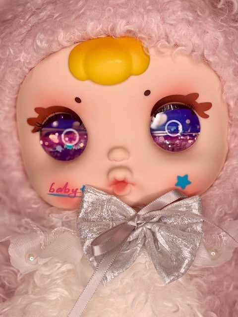 NEW MM Milk Candy 400% Sweetheart Bunny Pink Curly Plush Liquid Glitter Eyes