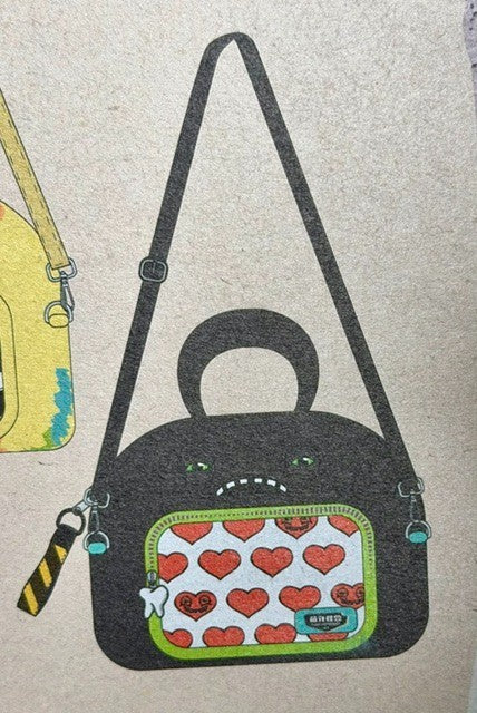 Fuggler Cute Tooth Monster Square Crossbody Bag Plush Ita Window Black New