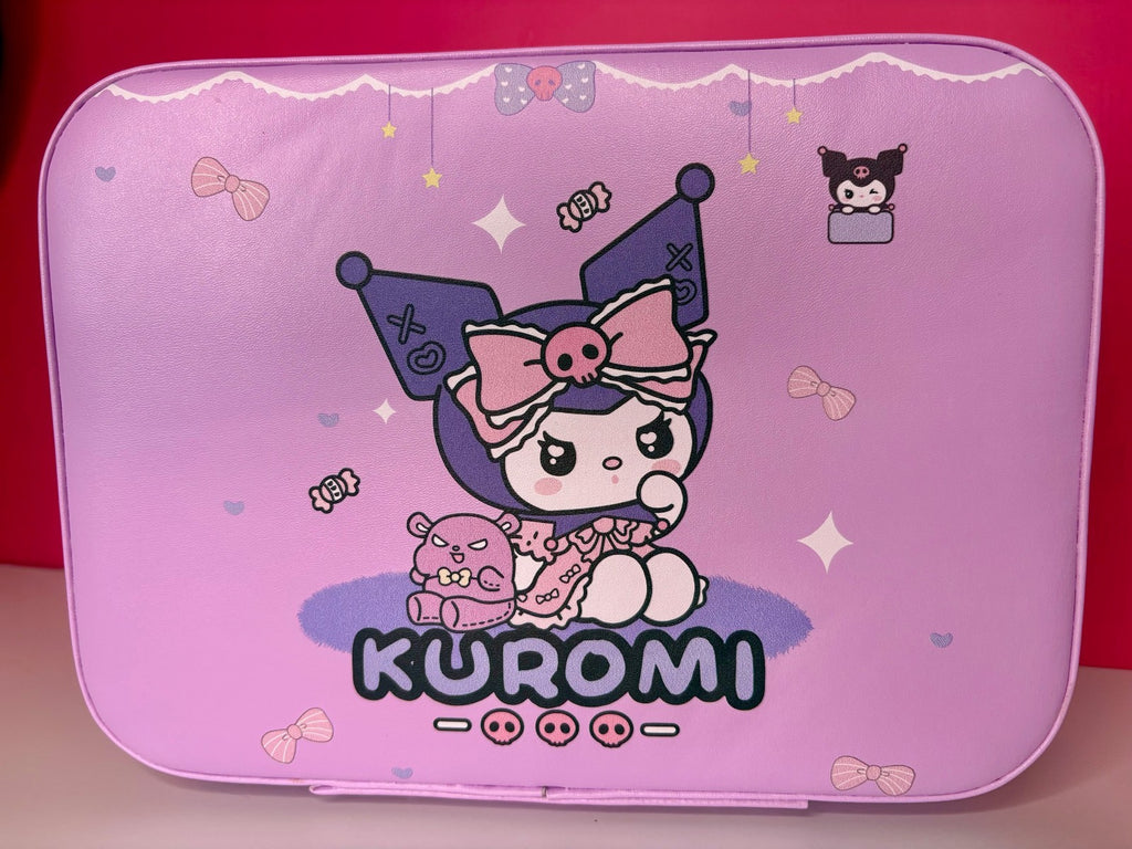 Sanrio Kuromi Hard Shell Makeup Case Travel Vanity + Free Labubu Clip NEW