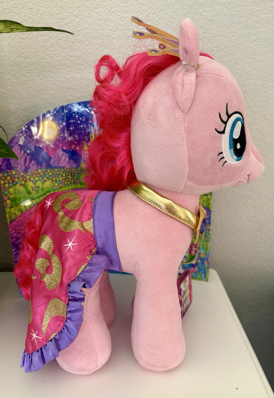 Build A Bear My Little Pony 16” Pinkie Pie Plush W Sparkles, Cape, Crown, Phone