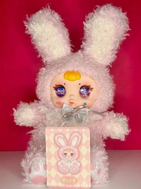 NEW MM Milk Candy 400% Sweetheart Bunny Pink Curly Plush Liquid Glitter Eyes