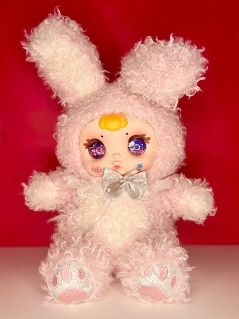 NEW MM Milk Candy 400% Sweetheart Bunny Pink Curly Plush Liquid Glitter Eyes