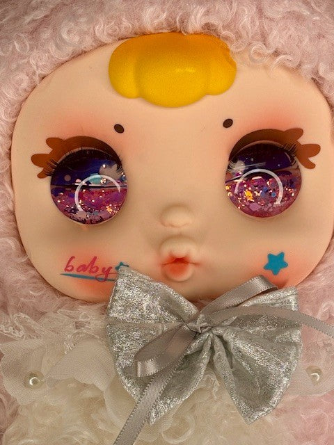 NEW MM Milk Candy 400% Sweetheart Bunny Pink Curly Plush Liquid Glitter Eyes