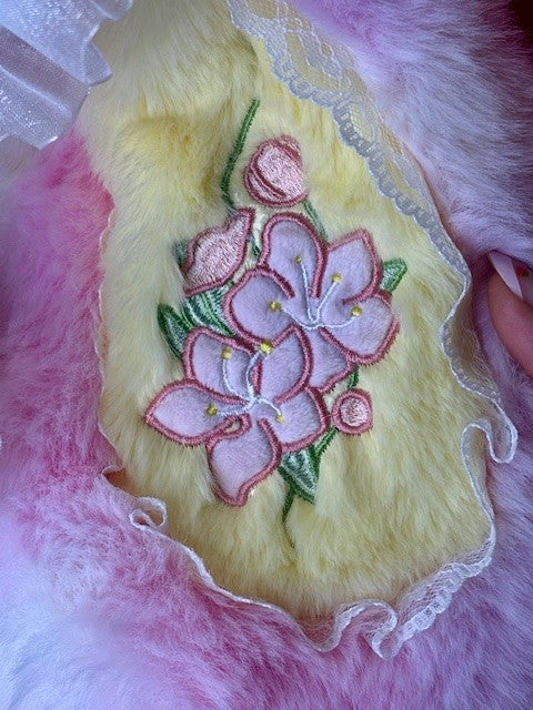 Baby Three Sun Blossom 400% Peach Blossom Sonata Custom Face Pink Bunny Plush