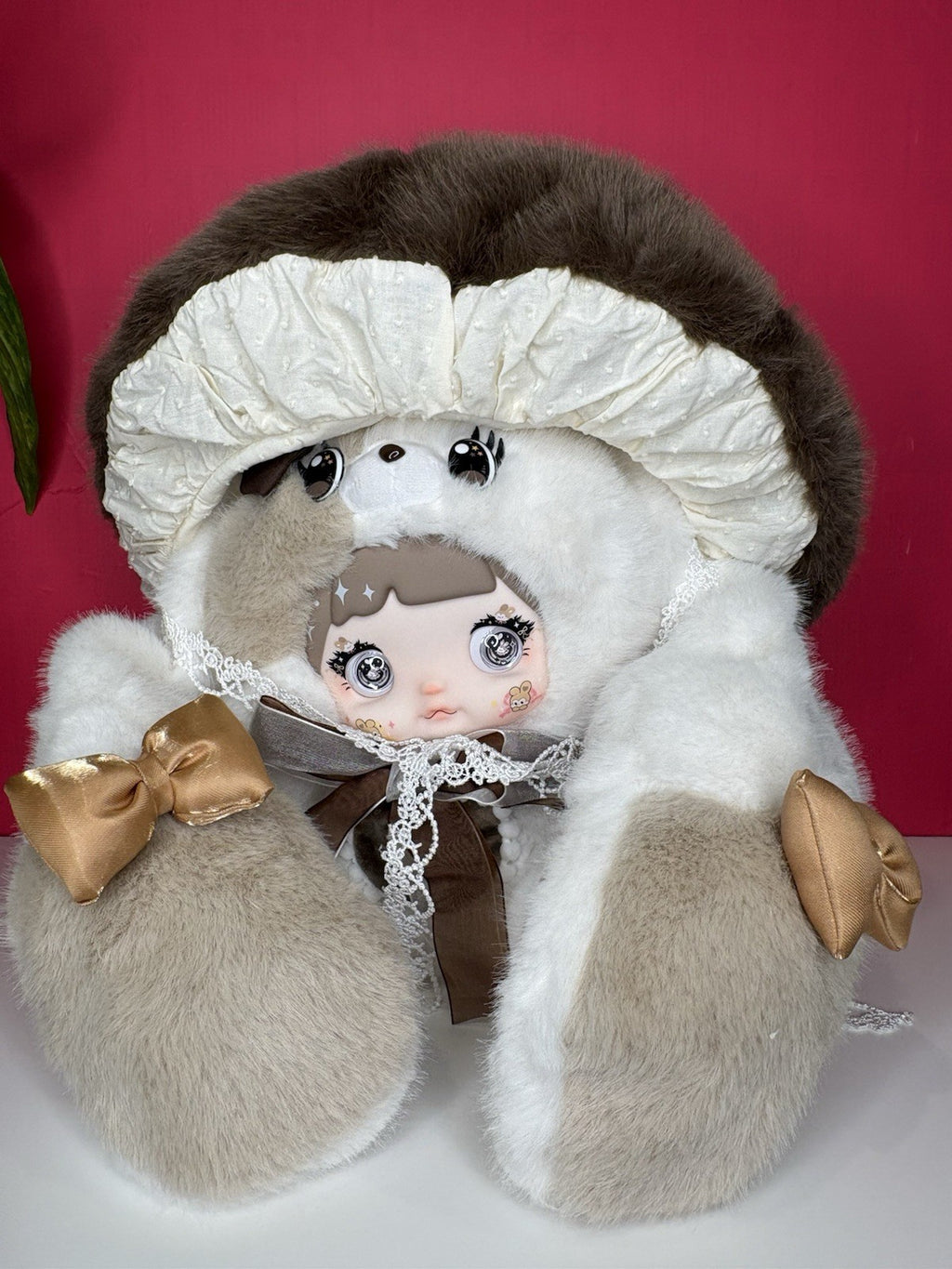 NEW NOMMI 400% Mushroom Hat Designer Plush Series - Mocha-Original Box and Card