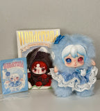 Blue plush Alice pendant doll with big blue bow and white lace-trim dress