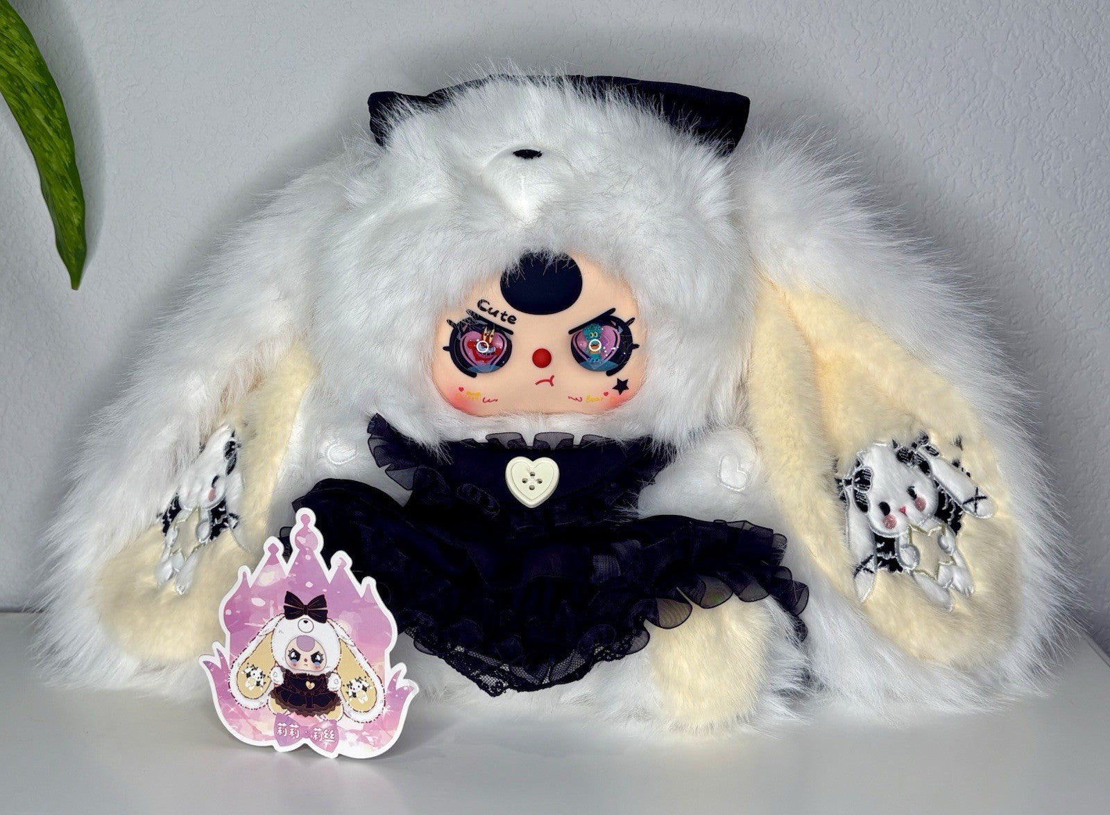 Baby Three Lily Rabbit Town V5 400% White & Black Bunny (Black Liquid 3D Eyes)