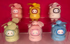 Assorted kawaii mini USB rechargeable character fans in pastel colors, on display