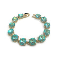 Round Cushion Cut Crystal Glass Linked Bracelet