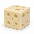 Pale cream cheese cube fidget toy with round holes, single cube