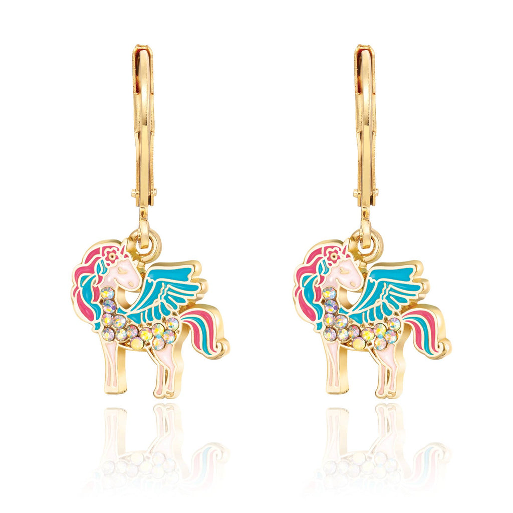 Unicorn Magic Crystal Leverback Dangle Earrings for Kids